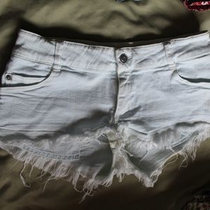 Brandy Melville Light Blue Frayed Mini Shorts